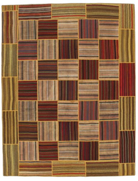 Patchwork Vintage Orient Tapis kilim aspect Use tendance 200x140 Rouge Marron 2136 